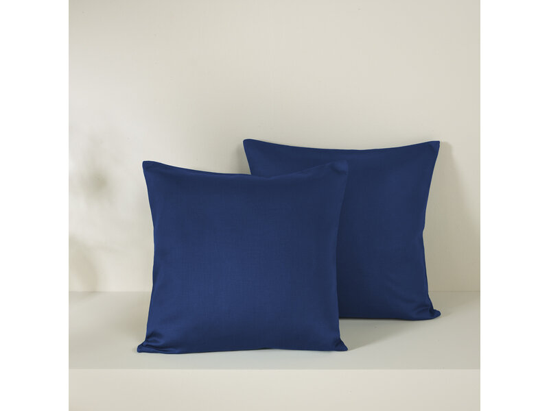 De Witte Lietaer Ensemble de 2 taies d'oreiller Olivia bleu indigo - 40 x 40 cm - Bleu - Satin de coton