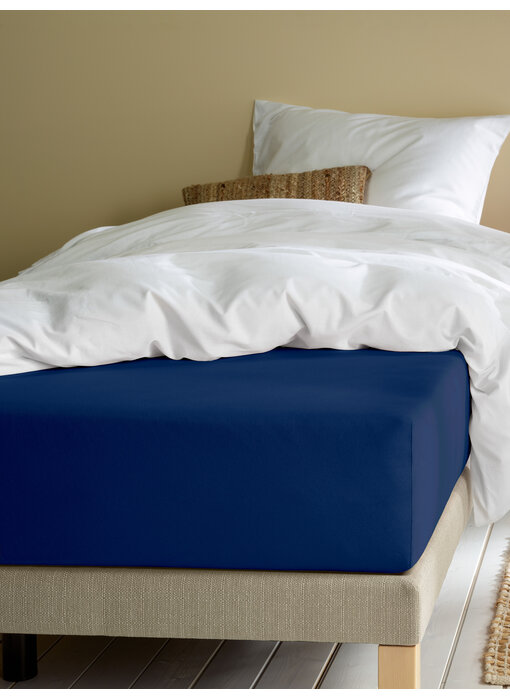 Moodit Alina Spannbettlaken Uni Marineblau 180 x 200/220 cm Baumwolljersey