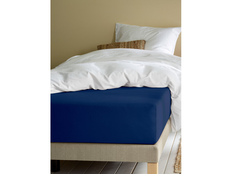 Moodit Alina Uni Spannbettlaken, marineblau, 160 x 200/220 cm, Baumwolljersey