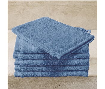 De Witte Lietaer Gants de toilette Contessa Santorini bleus, lot de 6, 16 x 21 cm, coton