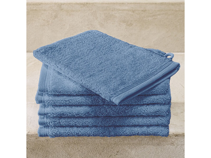 De Witte Lietaer Washandjes Contessa Santorini Blue - 6 stuks - 16 x 21 cm - Blauw - Katoen