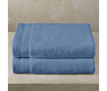 De Witte Lietaer Lot de 2 serviettes de douche bleues Contessa Santorini, 70 x 140 cm, en coton
