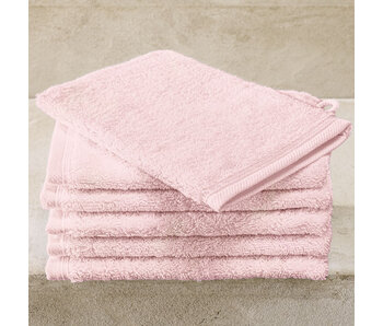 De Witte Lietaer Gants de toilette Contessa rose poudré, lot de 6, 16 x 21 cm, en coton
