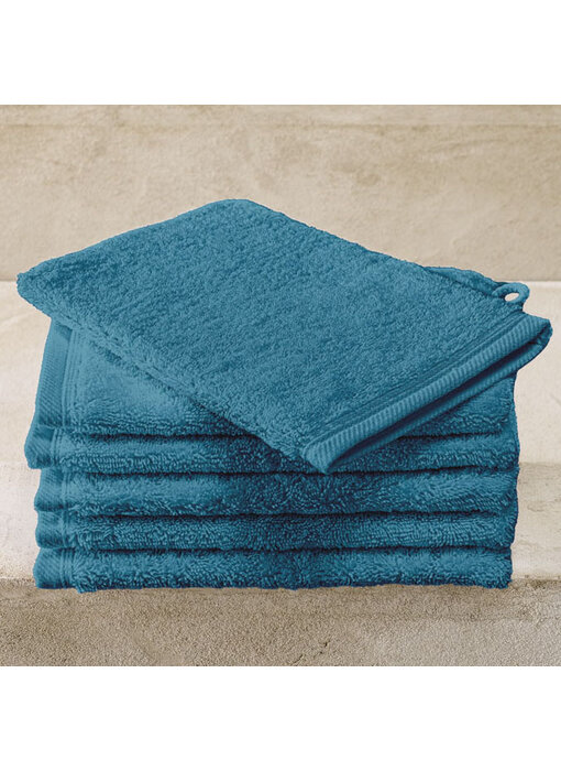 De Witte Lietaer Waschlappen Contessa Capri Blau, 6 Stück, 16 x 21 cm, Baumwolle