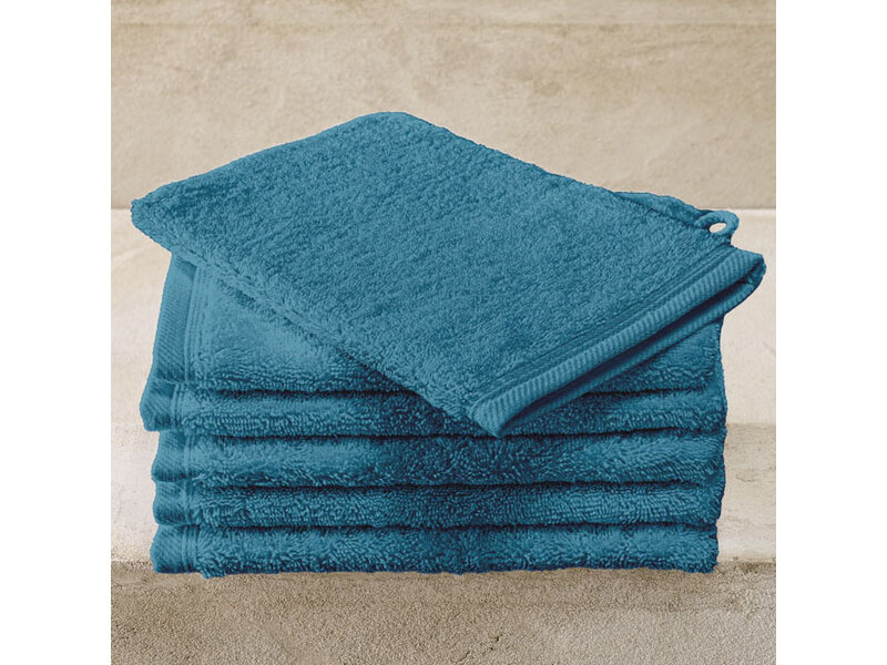 De Witte Lietaer Washandjes Contessa Capri Blue - 6 stuks - 16 x 21 cm - Blauw - Katoen