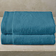 Lot de 2 serviettes de douche Contessa Capri bleues, 70 x 140 cm, en coton