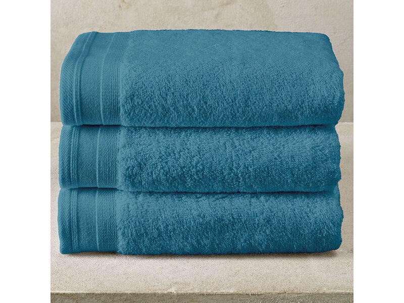 De Witte Lietaer Serviette Contessa Capri bleue - Lot de 3 - 50 x 100 cm - Bleue - Coton