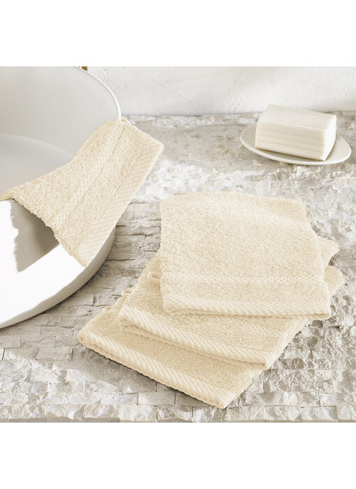 De Witte Lietaer Stephanie Waschlappen-Set, 4er-Pack, cremefarben, Baumwolle