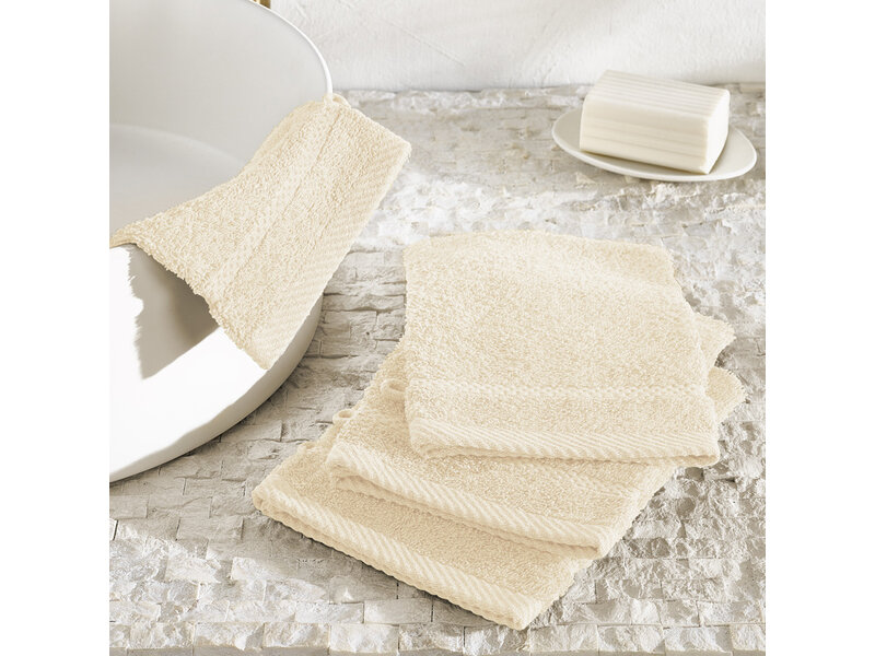 De Witte Lietaer Stephanie Cream Washcloths - 15 x 21 cm - Set of 4 - Cream - Cotton