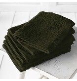 De Witte Lietaer Washandjes Helene Khaki- 15 x 21 cm - 6 stuks - Groen - Katoen