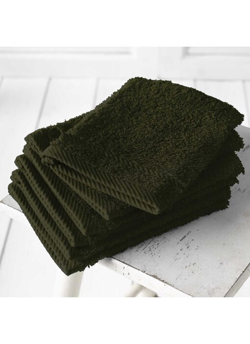 De Witte Lietaer Washandjes Helene Khaki 6 stuks Katoen