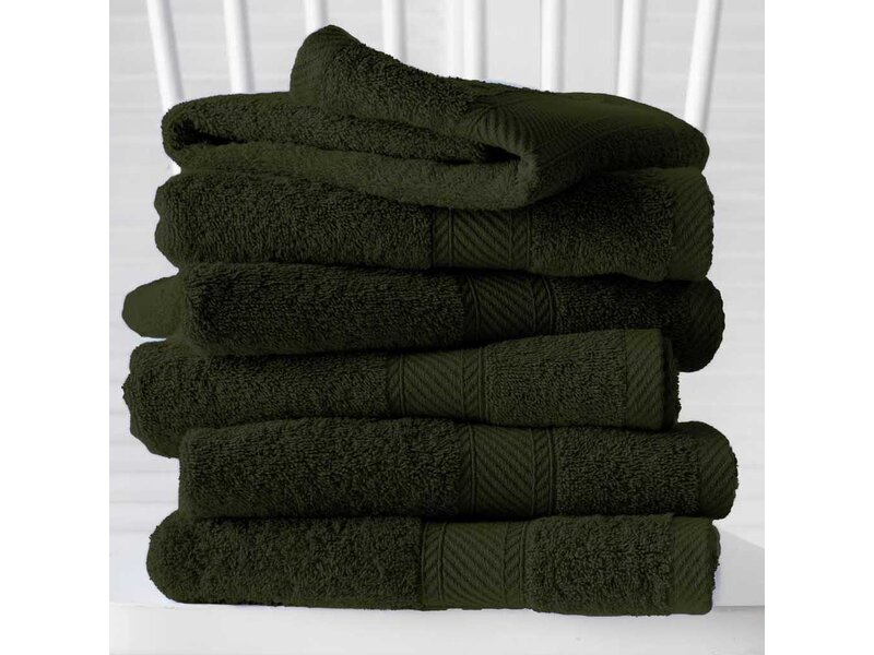 De Witte Lietaer Gastendoekjes Helene Khaki - 30 x 50 cm - 6 stuks - Groen - Katoen