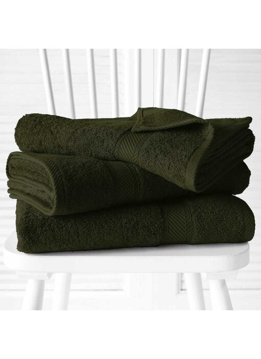 De Witte Lietaer Badhanddoek Stephanie Khaki Set 2 stuks 70 x 140 cm Katoen