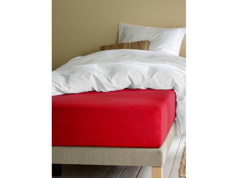 Moodit Alina Uni Deep Red Fitted Sheet - 90 x 200/220 cm - Cotton Jersey