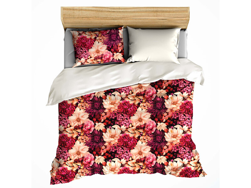 De Witte Lietaer Bettbezug Dahlia Coral Paradis - 200 x 200/220 + 2 x 60 x 70 cm - Baumwollsatin