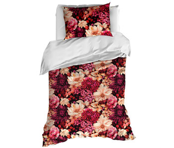 De Witte Lietaer Housse de couette Dahlia Coral Paradis 140 x 200/220 + 60 x 70 cm en satin de coton