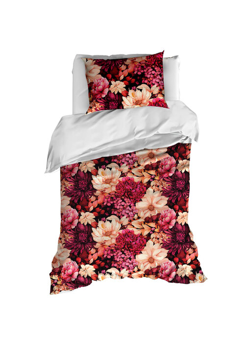 De Witte Lietaer Dekbedovertrek Dahlia Coral Paradis 140 x 200/220 + 60 x 70 cm Katoen Satijn