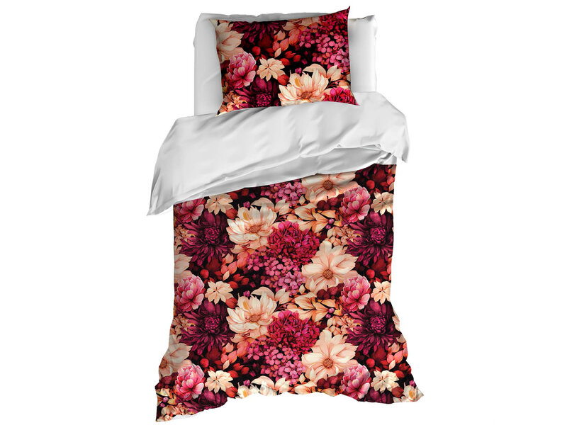 De Witte Lietaer Dekbedovertrek Dahlia Coral Paradis - 140 x 200/220 + 60 x 70 cm - Katoen Satijn