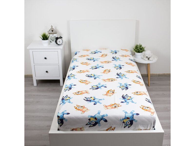 Bluey Fitted sheet Happy - 90 x 200 cm - Cotton
