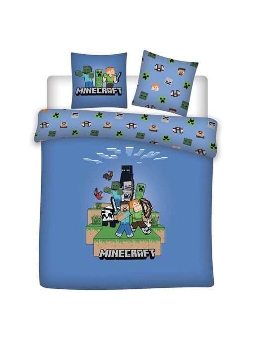 Minecraft Bettbezug 240 x 220 cm + 65 x 65 cm, Baumwollmischgewebe