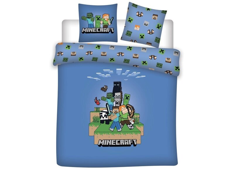 Minecraft Housse de couette - Lits Jumeaux - 240 x 220 cm + (2x) 65 x 65 cm - Polycoton