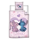 Disney Lilo & Stitch Bettbezug „Love“ – Einzelbett – 140 x 200 cm – 65 x 65 cm – Baumwollmischgewebe