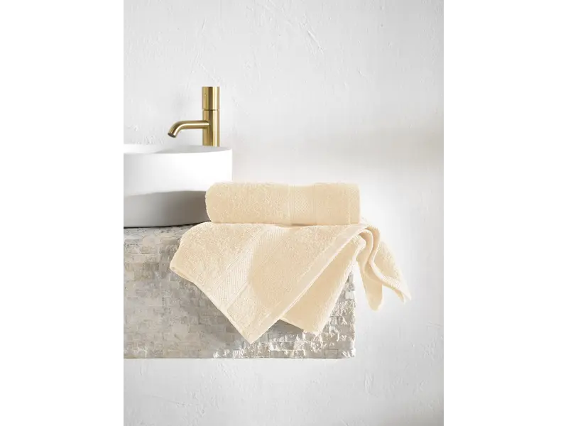 De Witte Lietaer Serviette Stephanie couleur crème - Lot de 2 - 50 x 100 cm - Crème - Coton