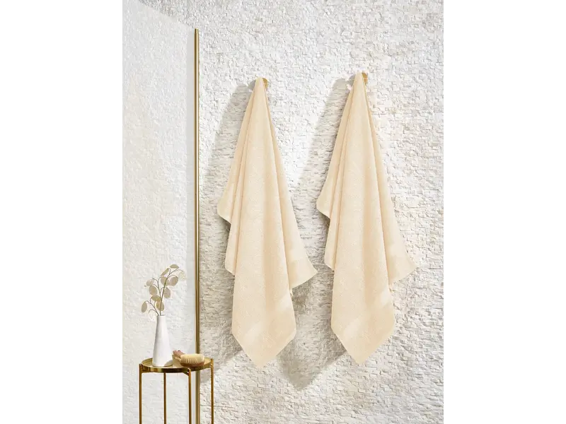 De Witte Lietaer Stephanie Shower Towel - Set of 2 - 70 x 140 cm - Cream - Cotton