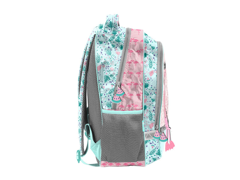 PASO Sac à dos Flamant rose - 38 x 28 x 15 cm - Polyester