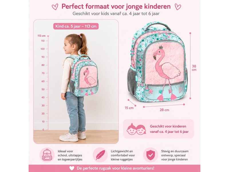 PASO Backpack Flamingo - 38 x 28 x 15 cm - Polyester