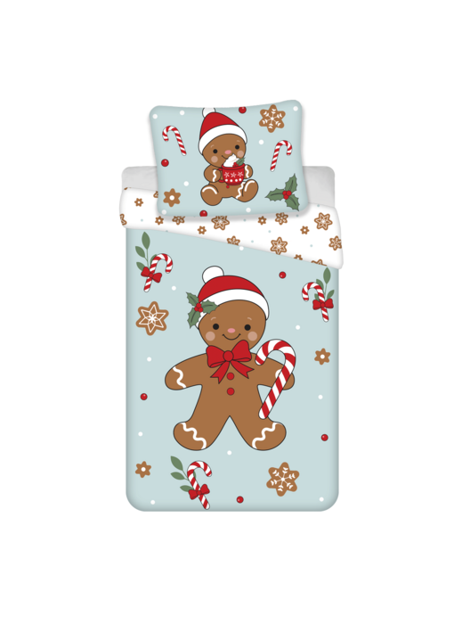 Kerst Dekbedovertrek Gingerbread Man 140 x 200 + 70 x 90 cm Katoen