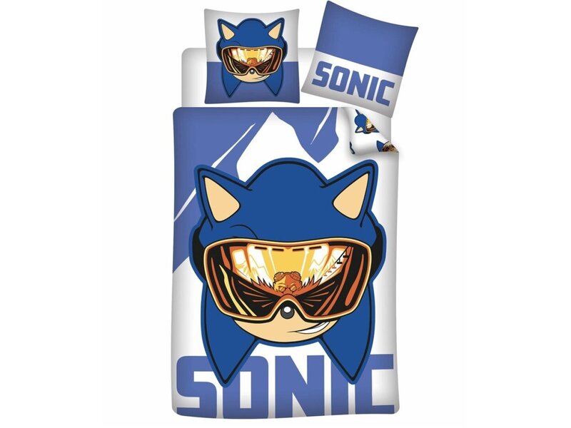 Sonic Housse de couette - 1 personne - 140 x 200 cm + 65 x 65 cm - Flanelle de polyester