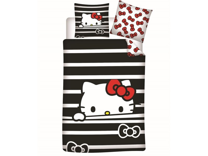 Hello Kitty Bettbezug – Einzelbett – 140 x 200 cm + 65 x 65 cm – Polyesterflanell