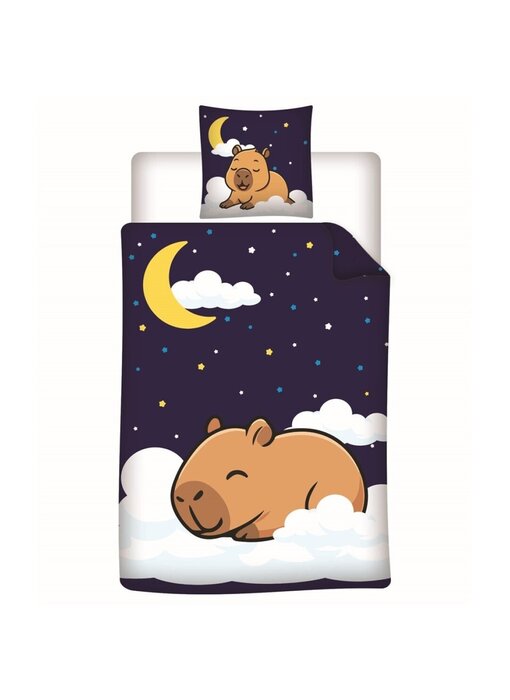Capybara Housse de couette 140 x 200 + 65 x 65 cm en polycoton