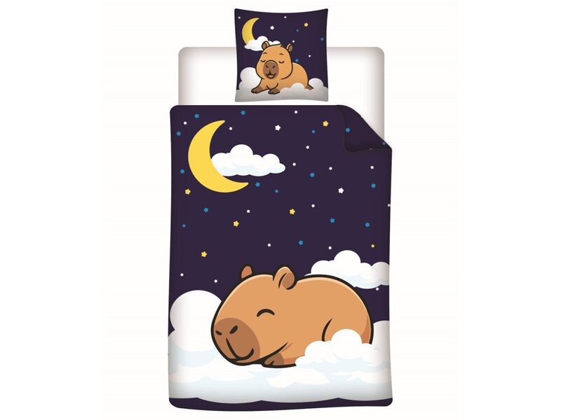 Capybara Dekbedovertrek - Eenpersoons - 140 x 200 cm - 65 x 65 cm - Polycotton
