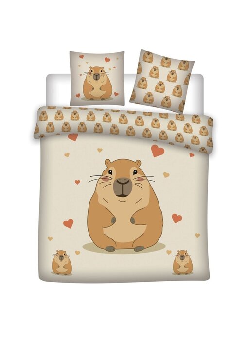 Capybara Housse de couette 240 x 220 cm / 65 x 65 cm en polycoton