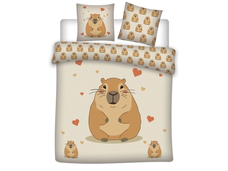 Capybara Dekbedovertrek - Lits Jumeaux - 240 x 220 cm / 65 x 65 cm - Polycotton