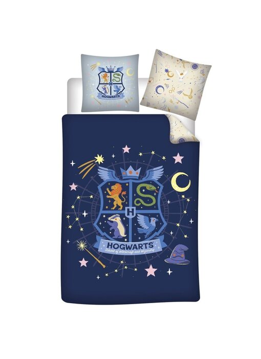 Harry Potter Bettbezug 140 x 200 + 65 x 65 cm aus Baumwollmischgewebe