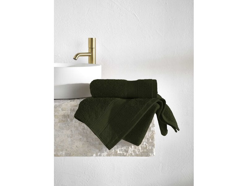 De Witte Lietaer Serviette Stephanie Khaki - Lot de 2 pièces - 50 x 100 cm - Vert - Coton