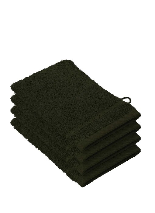 De Witte Lietaer Washandjes Stephanie Khaki set 4 stuks Katoen