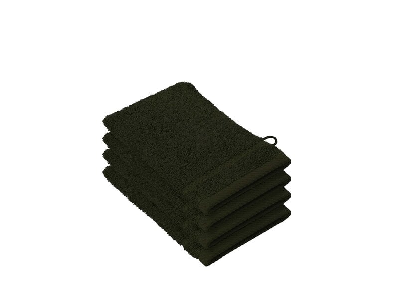 De Witte Lietaer Stephanie Khaki Washcloths - 15 x 21 cm - Set of 4 - Green - Cotton