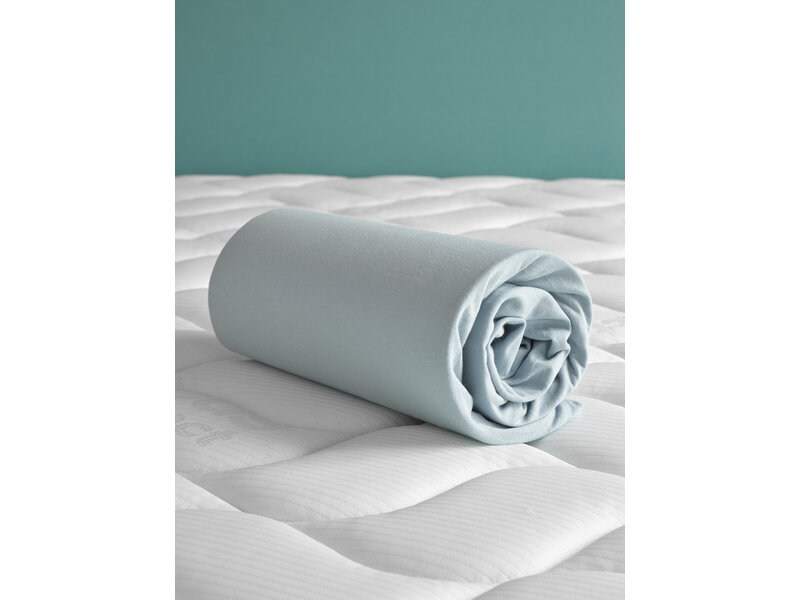 De Witte Lietaer  Fitted Sheet - Case Ice Blue - Single - 90/100 x 200/220-h40 - Cotton Jersey