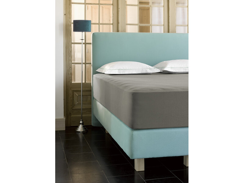 De Witte Lietaer  Fitted Sheet - Case Steeple Grey - Single - 90/100 x 200/220-h40 - Cotton Jersey