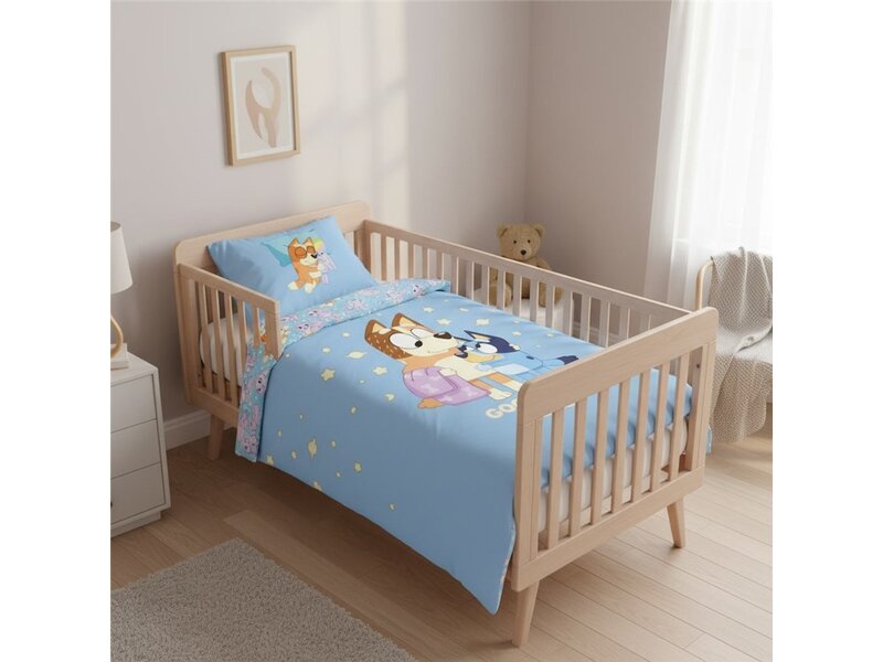 Bluey BABY Dekbedovertrek - Goodnight Blues - 100 x 140 + 40 x 60 cm - Katoen