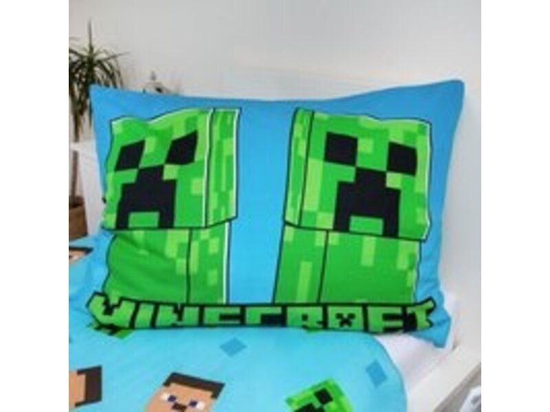 Minecraft Dschungelkampf-Bettbezug – 140 x 200 cm + 70 x 90 cm – Baumwolle