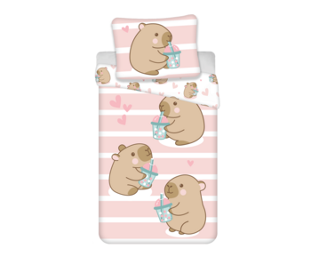 Capybara Bettbezug Kawaii 140 x 200 cm / 70 x 90 cm Baumwolle