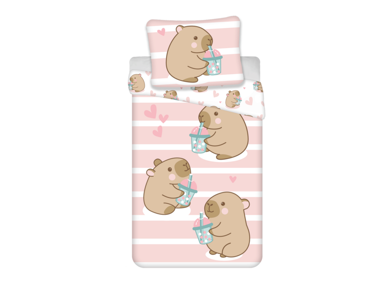 Capybara Bettbezug Kawaii – 140 x 200 cm / 70 x 90 cm – Baumwolle