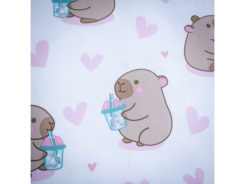 Capybara Housse de couette Kawaii - 140 x 200 cm / 70 x 90 cm - Coton