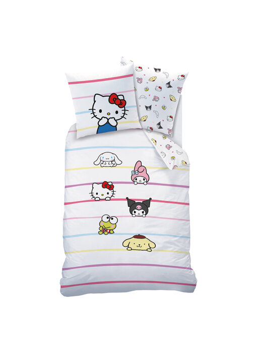Sanrio Dekbedovertrek Friendly 140 x 200 + 63 x 63 cm Katoen