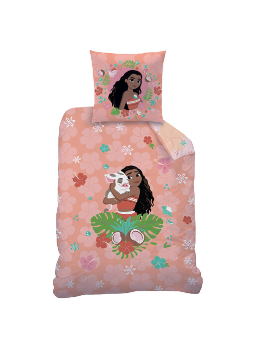 Disney Vaiana Housse de couette Fleur 140 x 200 + 63 x 63 cm Coton